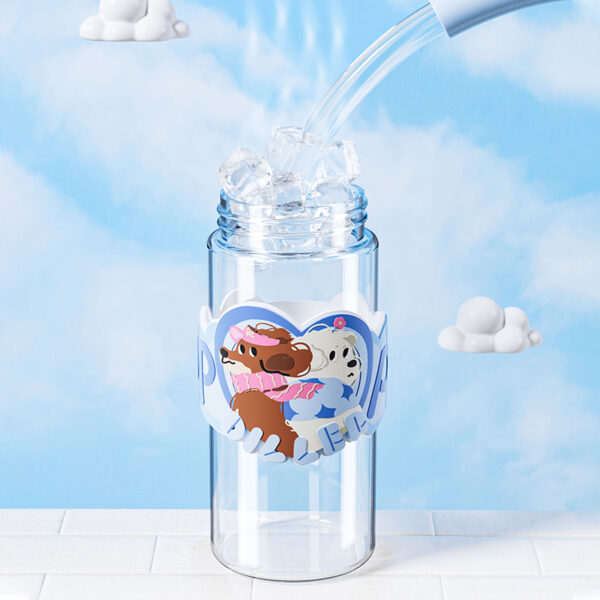⁦Borosilicate Glass Water Bottle With Sleeve⁩ - الصورة ⁦3⁩