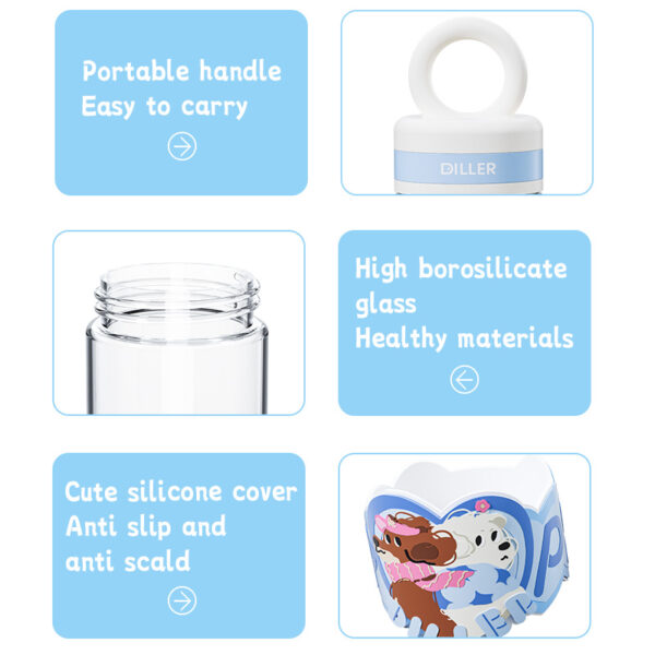 ⁦Borosilicate Glass Water Bottle With Sleeve⁩ - الصورة ⁦2⁩