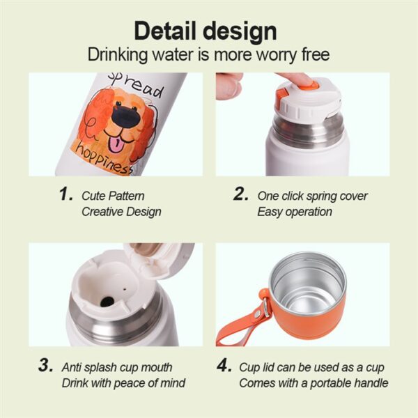 Cartoon Animals Vacuum Flask With Lid - 이미지 2