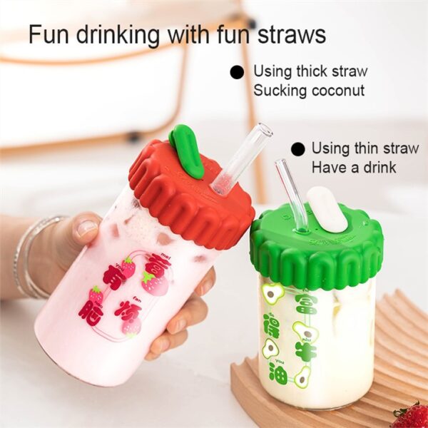 ⁦Cartoon Fruit Glass Water Bottle⁩ - الصورة ⁦3⁩