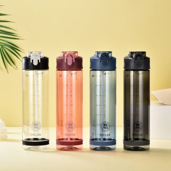 Clear Plastic Water Bottle with Straw — изображение 2