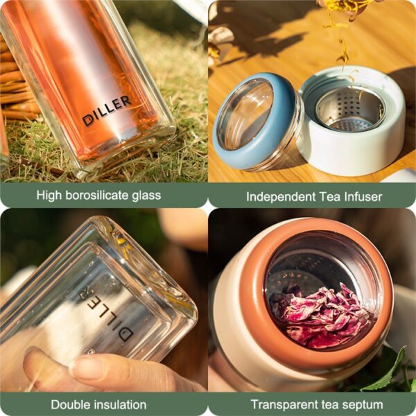 ⁦Double-layer Glass Water Bottle⁩ - الصورة ⁦2⁩