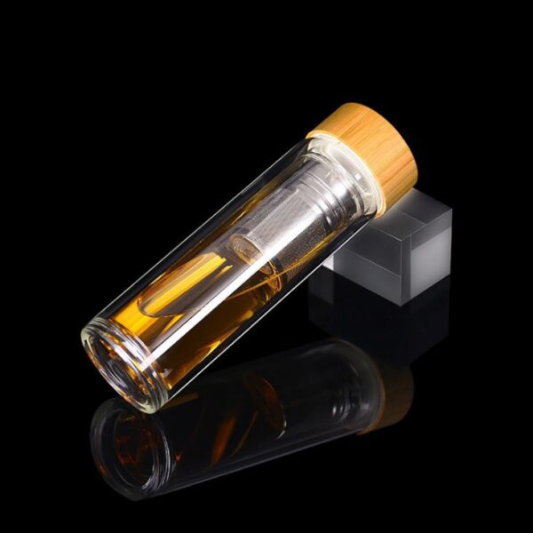 ⁦Double Wall Glass Bottle with Tea Infuser⁩ - الصورة ⁦2⁩