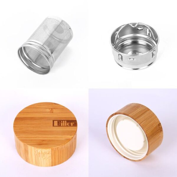 Double Wall Glass Water Bottle with Bamboo Lid - 画像 (4)