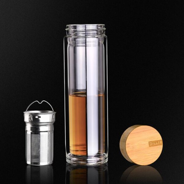 ⁦Double Wall Glass Water Bottle⁩ - الصورة ⁦3⁩