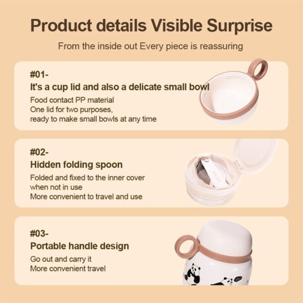 Funny Panda Insulated Food Jar - Imej 2