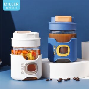 كوب زجاجي مع غطاء سيليكون