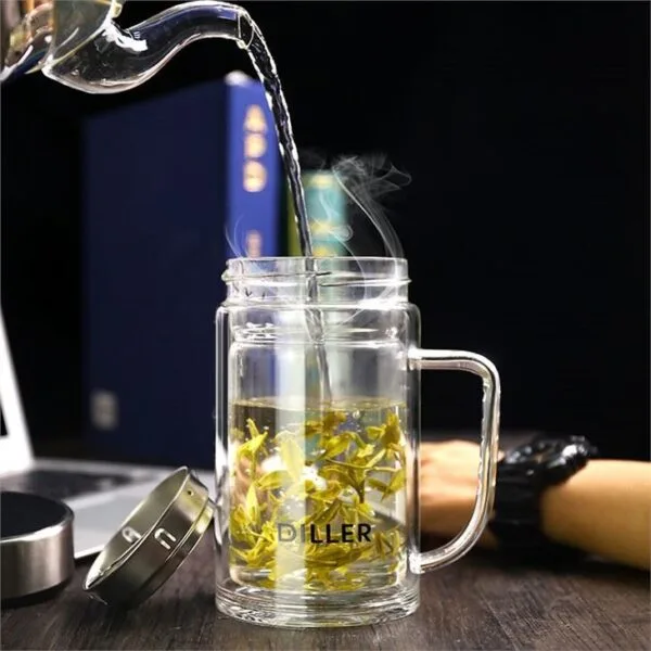 ⁦glass tea mug with handle⁩ - الصورة ⁦4⁩