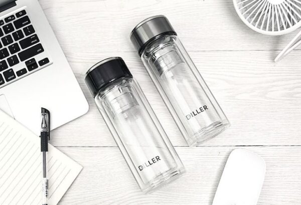 ⁦Glass Water Bottle Double Wall⁩ - الصورة ⁦4⁩