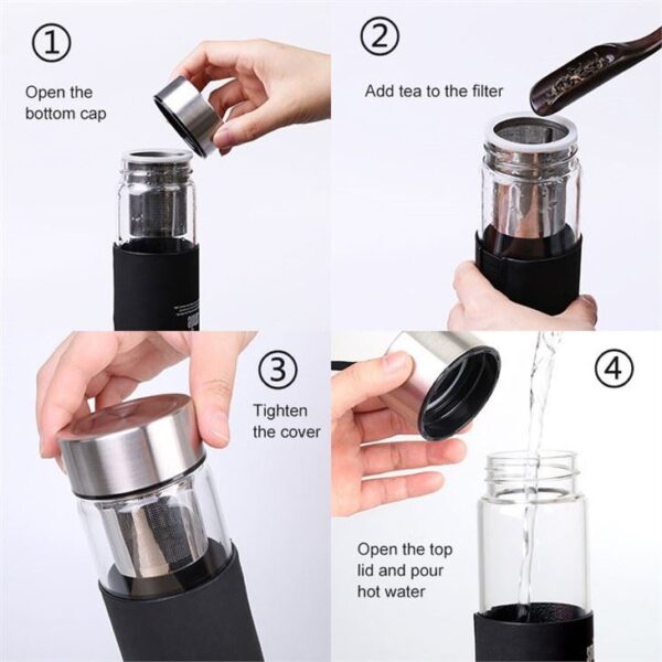 Glass Water Bottle Tea Infuser - 이미지 3