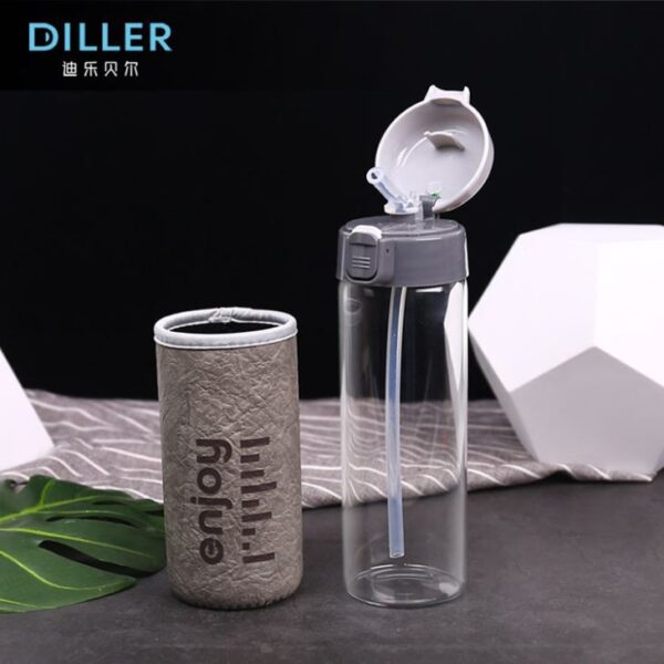 Glass Water Bottle with Flip Top Lid - 画像 (2)
