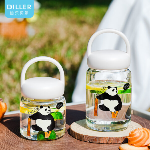 Panda Glass Water Bottle