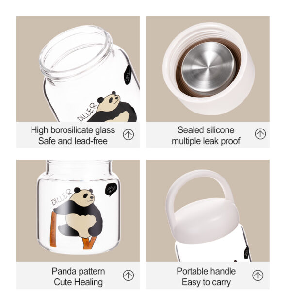Panda Glass Water Bottle - รูปภาพ 3