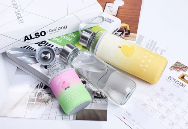 Glass Water Bottle with Neoprene Sleeve - Gambar 3