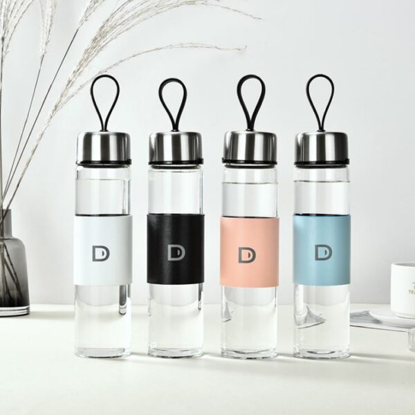 ⁦Glass Water Bottle with Stainless Steel Cover⁩ - الصورة ⁦2⁩