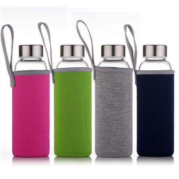 ⁦Glass Water Bottle With Stainless Steel Lid⁩ - الصورة ⁦2⁩