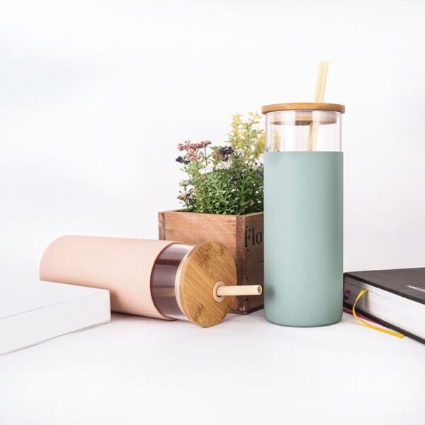 Glass Water Bottle With Straw - Imagen 4