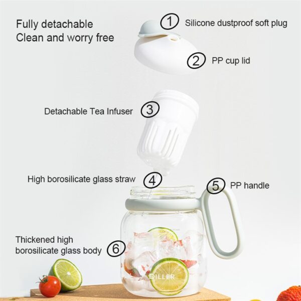 Glass Water Bottle With Tea Infuser - Imagen 5