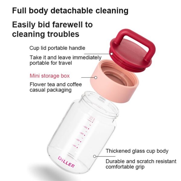 ⁦Mini Glass Water Bottle With Handle⁩ - الصورة ⁦3⁩