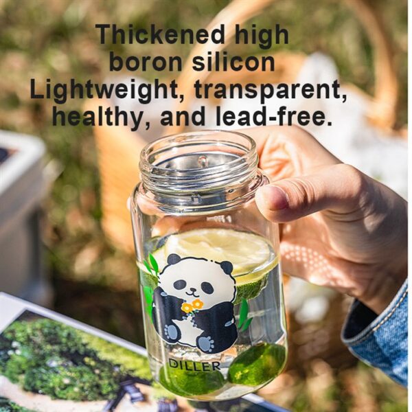 ⁦Mini Panda Glass Water Bottle⁩ - الصورة ⁦2⁩