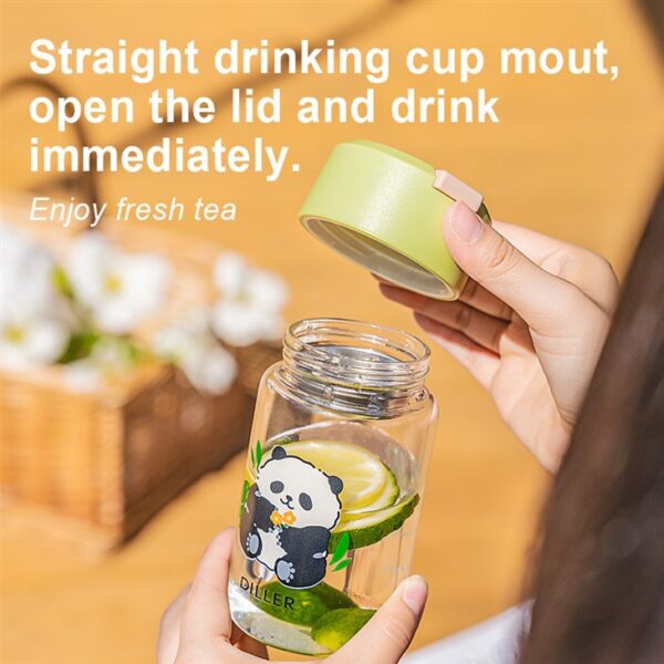 ⁦Mini Panda Glass Water Bottle⁩ - الصورة ⁦5⁩
