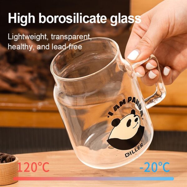Panda Glass Water Bottle With Straw - 이미지 6