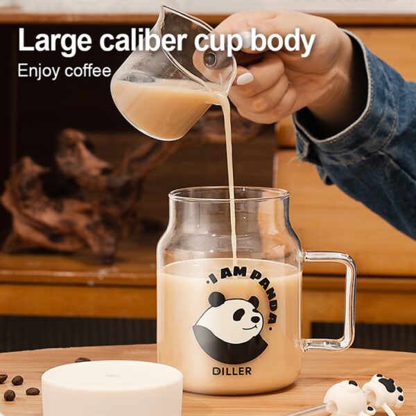 Panda Glass Water Bottle With Straw - 이미지 5