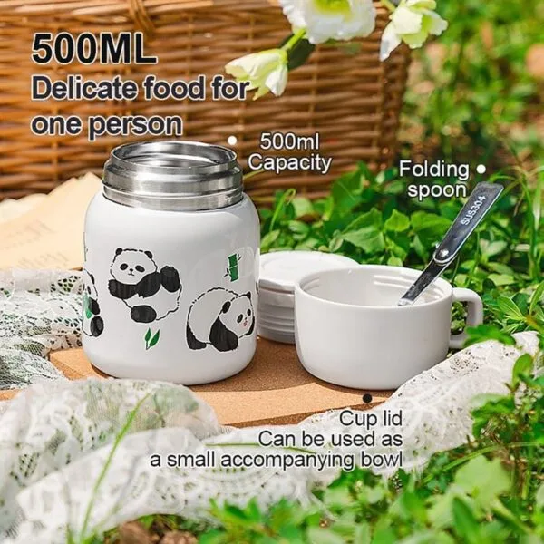 Panda Graffiti Insulated Food Jar - 이미지 5