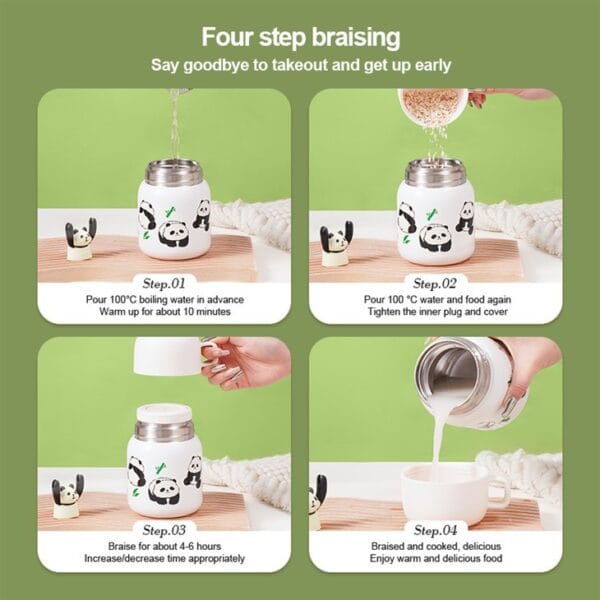 Panda Graffiti Insulated Food Jar - Hình ảnh 7