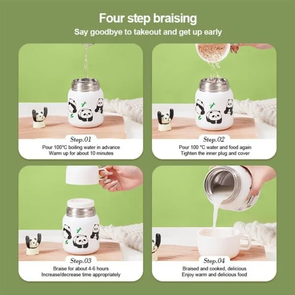 Panda Graffiti Insulated Food Jar - 이미지 7