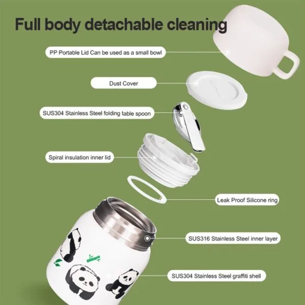 Panda Graffiti Insulated Food Jar - 이미지 6
