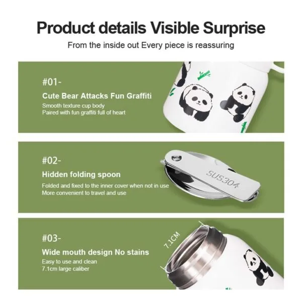 Panda Graffiti Insulated Food Jar - 이미지 2
