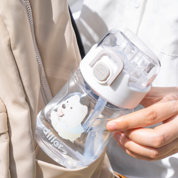 Plastic Water Bottle with Straw - 이미지 4