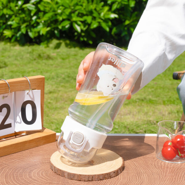 Plastic Water Bottle with Straw - 이미지 3
