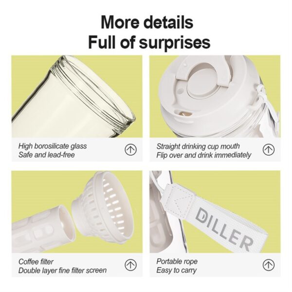 Portable Simple Glass Water Bottle - 이미지 2