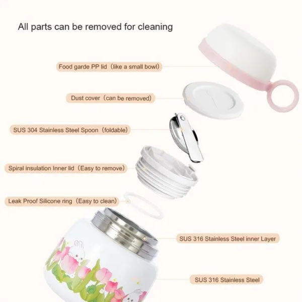 Rabbit Tulip Thermal Food Jar - 이미지 6