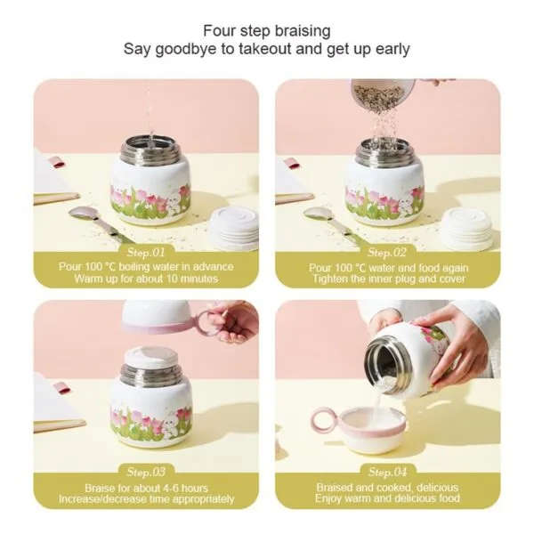 Rabbit Tulip Thermal Food Jar - 이미지 7