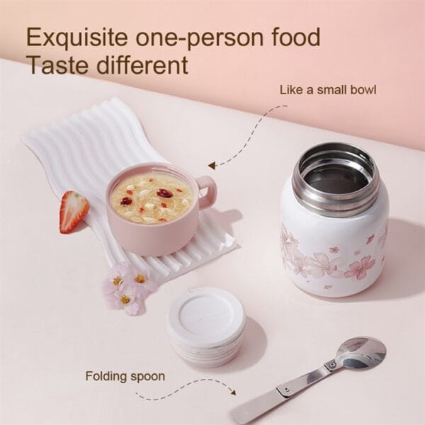 Sakura Pattern Thermal Food Jar - Hình ảnh 6
