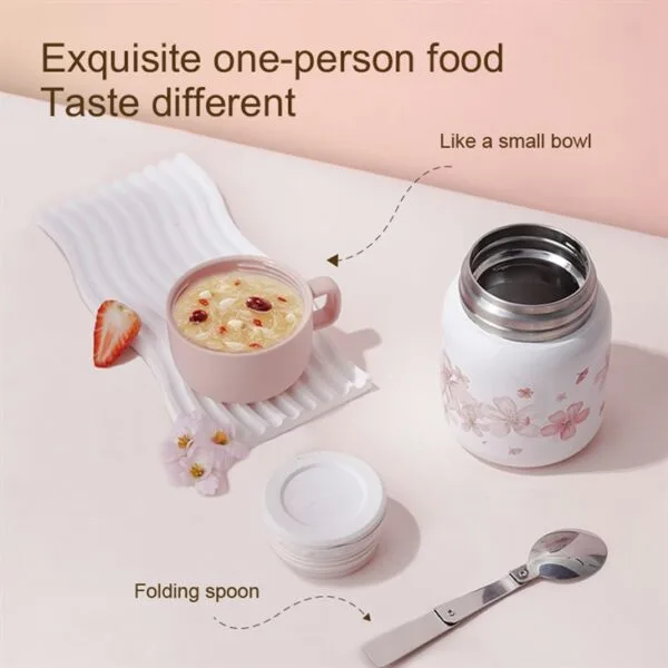 Sakura Pattern Thermal Food Jar - Hình ảnh 6