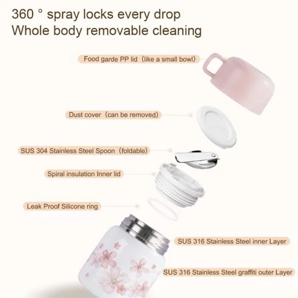 Sakura Pattern Thermal Food Jar - Hình ảnh 4