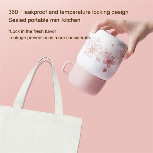 Sakura Pattern Thermal Food Jar - Hình ảnh 5