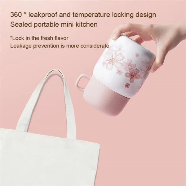 Sakura Pattern Thermal Food Jar - Hình ảnh 5