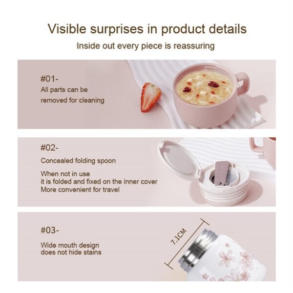Sakura Pattern Thermal Food Jar - Hình ảnh 2