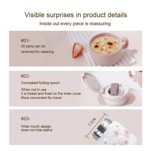 Sakura Pattern Thermal Food Jar - Hình ảnh 2