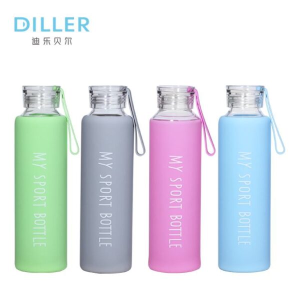 ⁦Silicone Sleeve Glass Water Bottle⁩ - الصورة ⁦2⁩