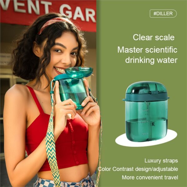 ⁦Square Plastic Straw Water Bottle⁩ - الصورة ⁦4⁩