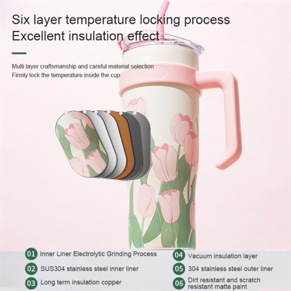 Tulip Pattern Insulated Coffee Mug - รูปภาพ 4