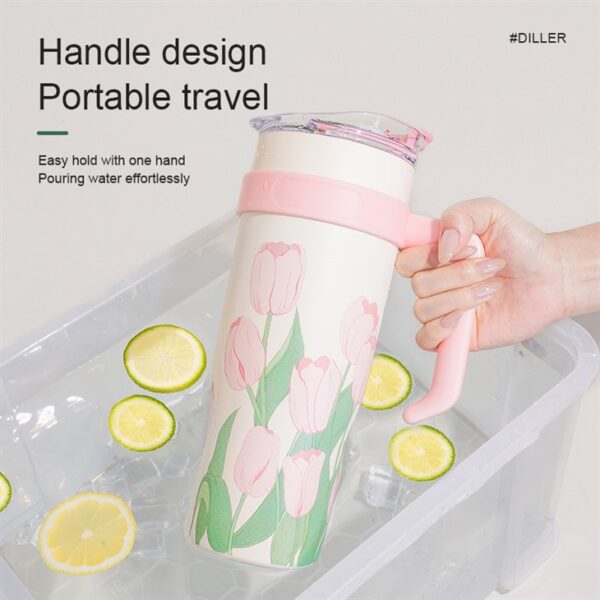 Tulip Pattern Insulated Coffee Mug - รูปภาพ 3