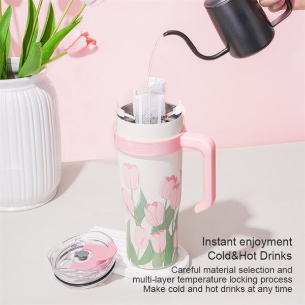 Tulip Pattern Insulated Coffee Mug - รูปภาพ 5
