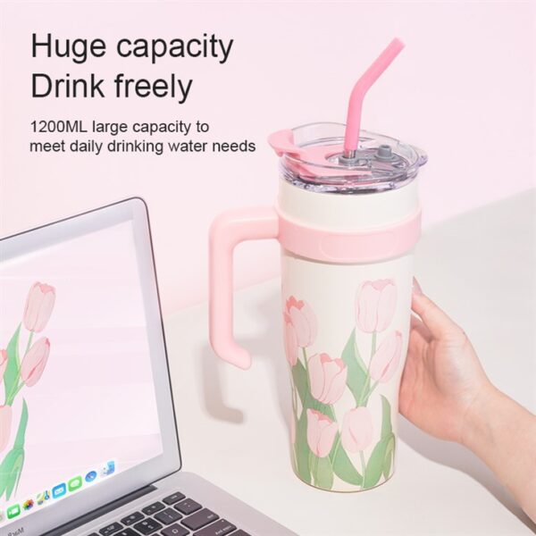 Tulip Pattern Insulated Coffee Mug - รูปภาพ 6